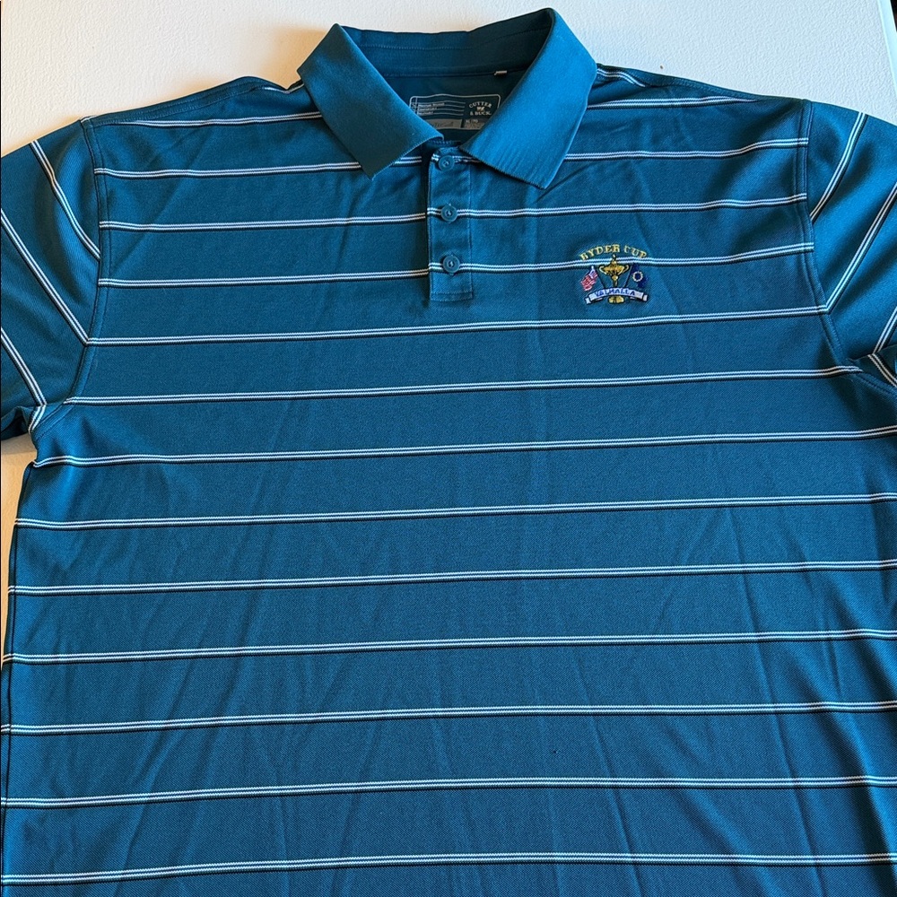 Cutter & Buck Teal Striped Polo Shirt